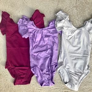 Lot of 3 leotards purple dance NEW gymnastics